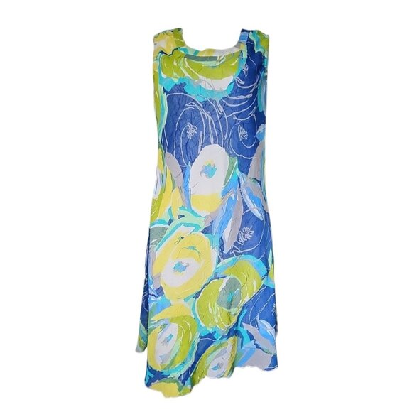 Parsley & Sage Dress Womens Size M Medium Blue Green Floral Boho Artsy Chiffon - Picture 1 of 6